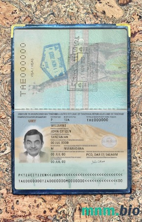 Tanzania paszport nowy 2019-obecnie fotowygląd, skan i fotorealistyczny snapshot, 2 w 1